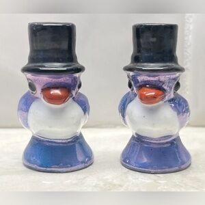 Vintage Blue Birds With Top Hats Salt And Pepper Shakers 1.75”
